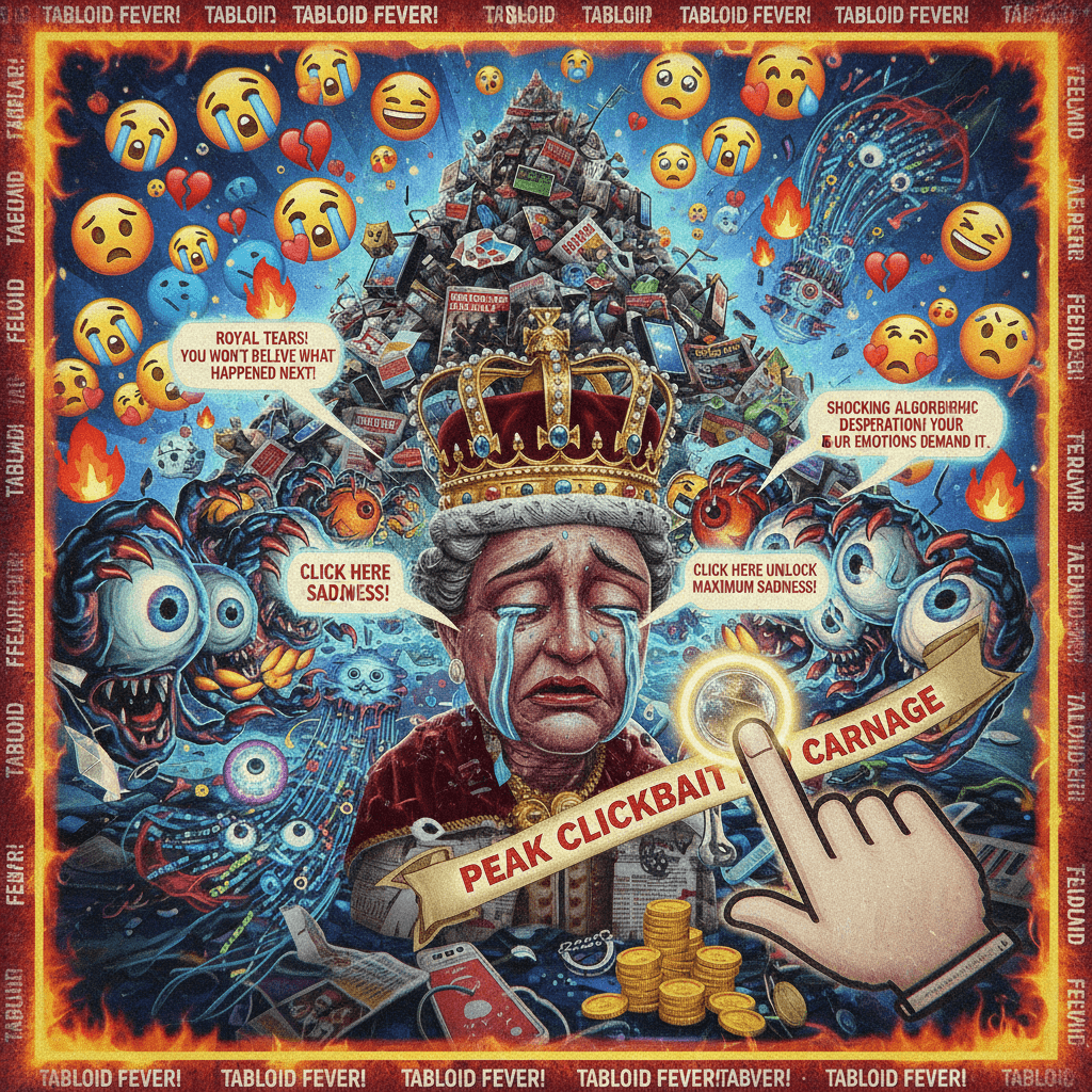 Peak tabloid chaos: royal tragedy meets algorithmic desperation