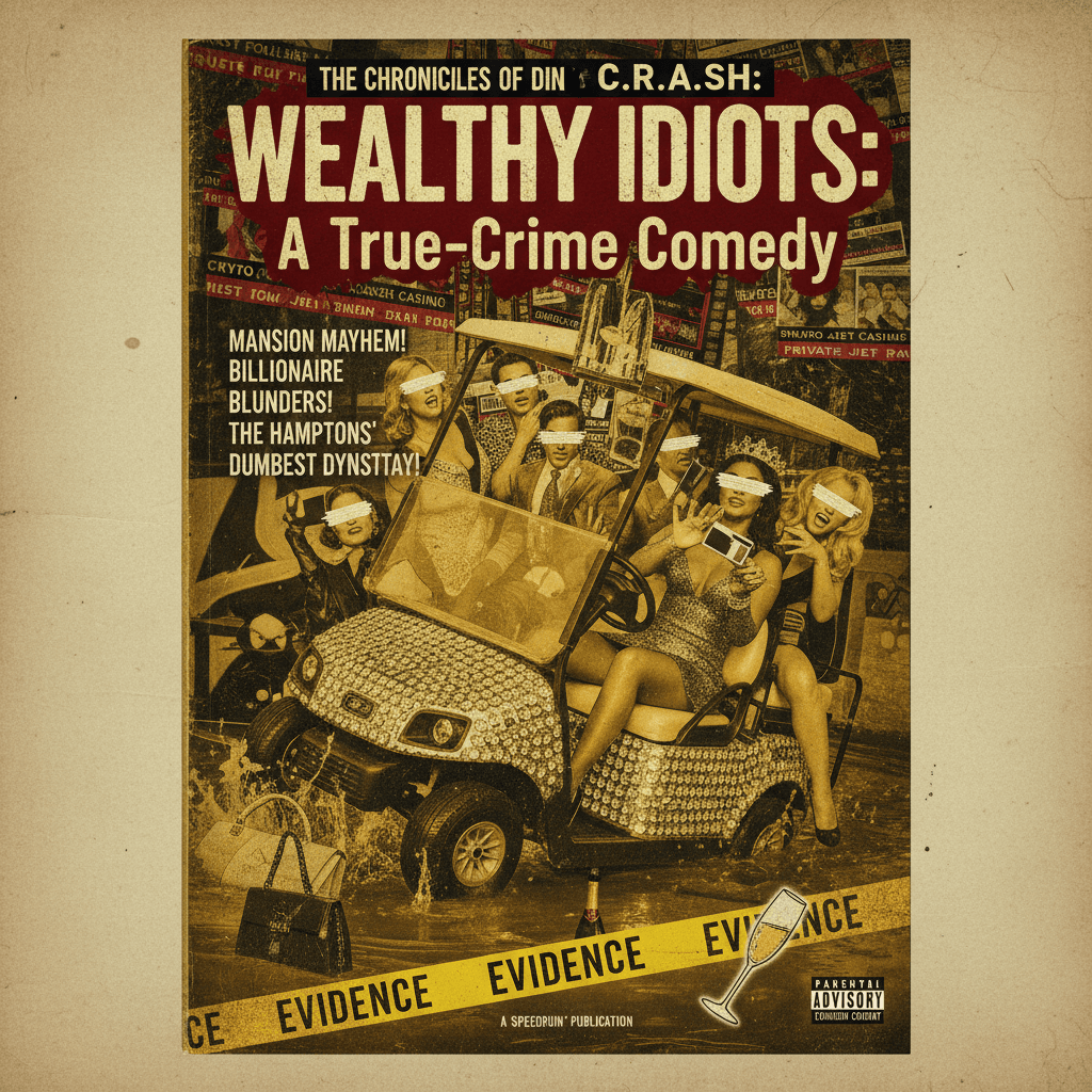 Dark satire meets book cover design: wealthy stupidity speedrun