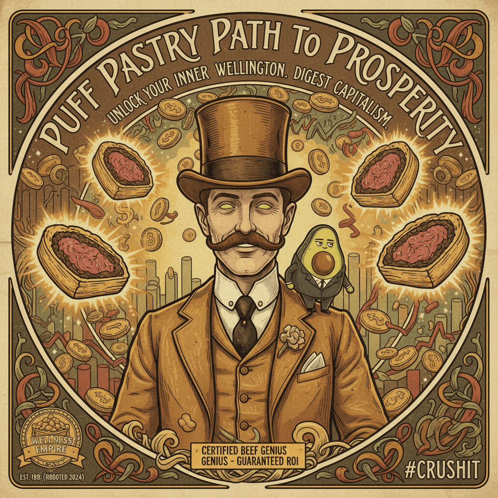 Learn beef wellington, become genius. capitalism solved by puff pastry