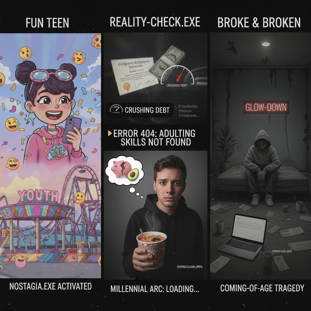 the glow-up nobody asked for: from fun teen to broke & broken