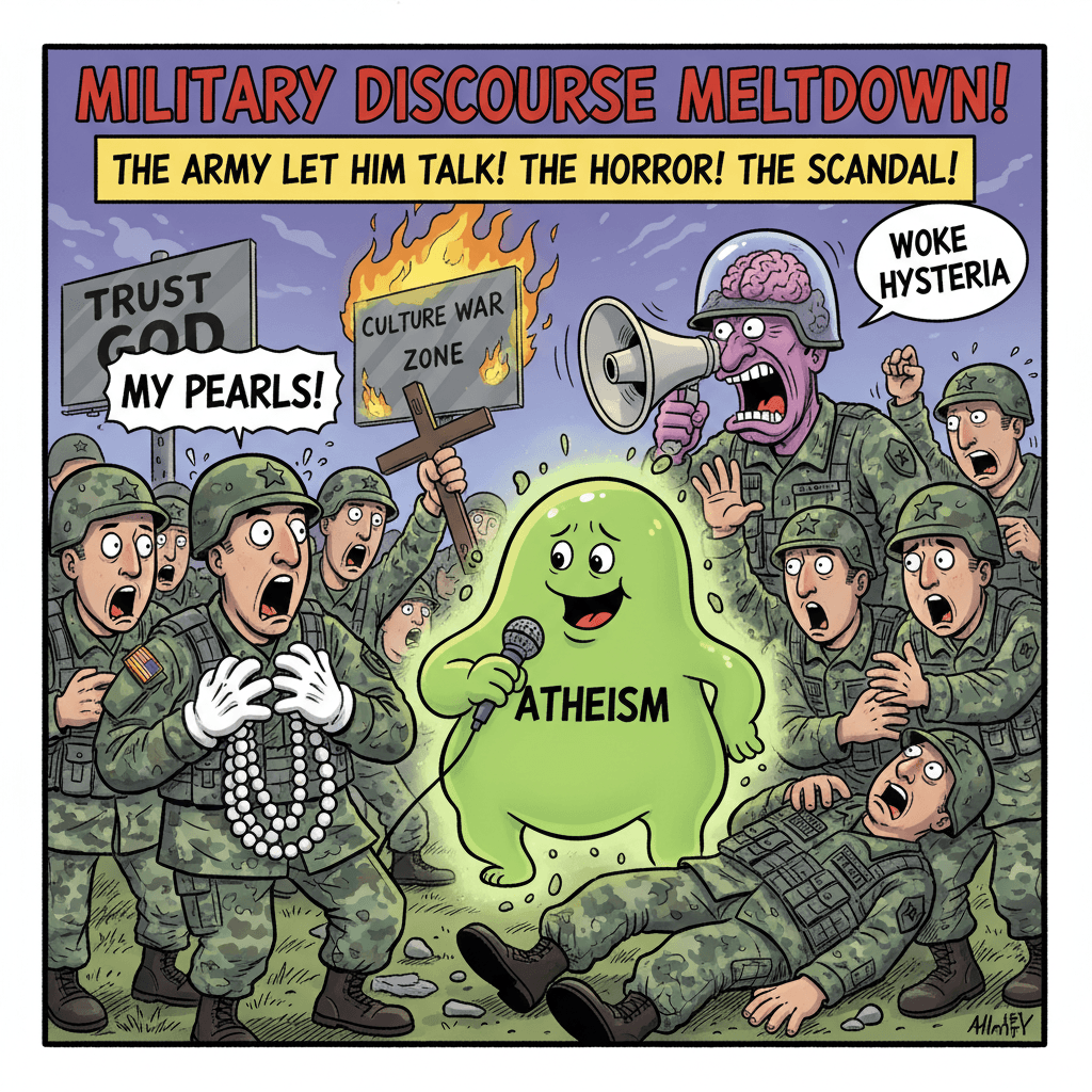 army bad for letting atheist talk to troops, very normal take