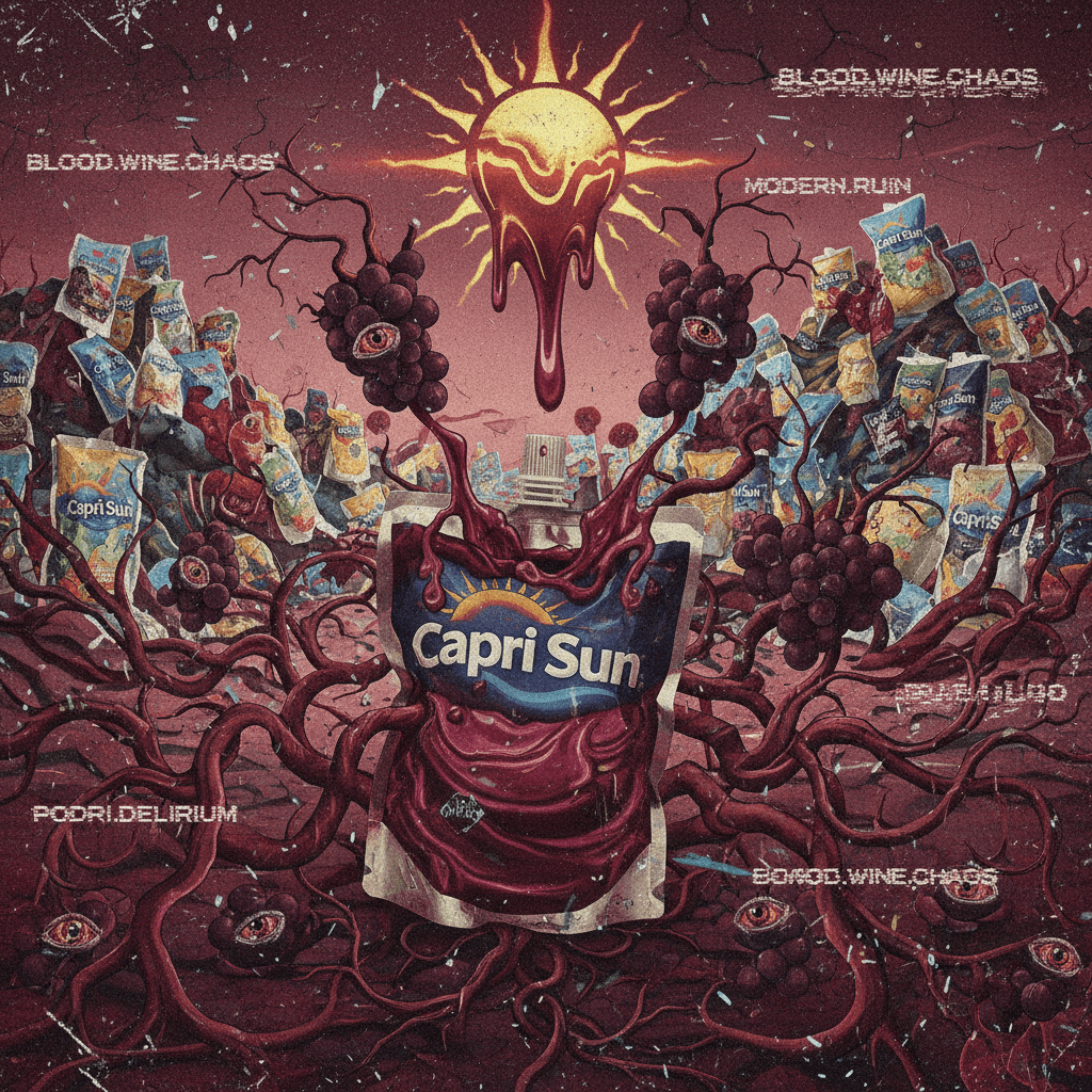 Capri Sun blood wine country gibberish: modern chaos in pouch form