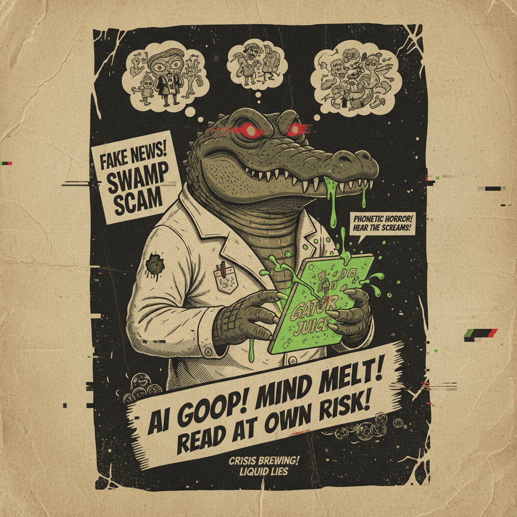 Gator juice crisis: when AI learns text from fever dreams