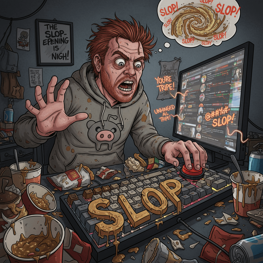 angry redditor discovers the word 'slop' and won't shut up about it