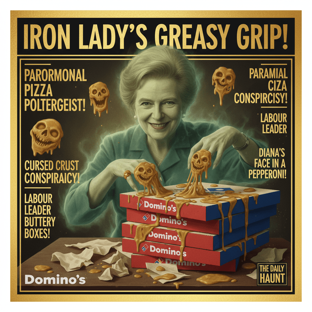 Thatcher's ghost greases Domino's boxes, tabloid loses mind