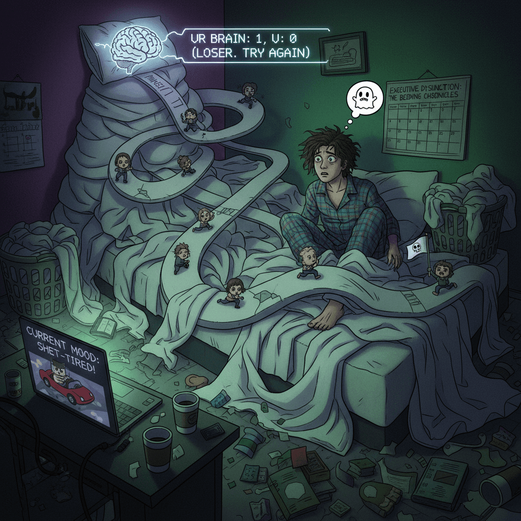 bedsheet anxiety: the unwinnable race against ur own brain