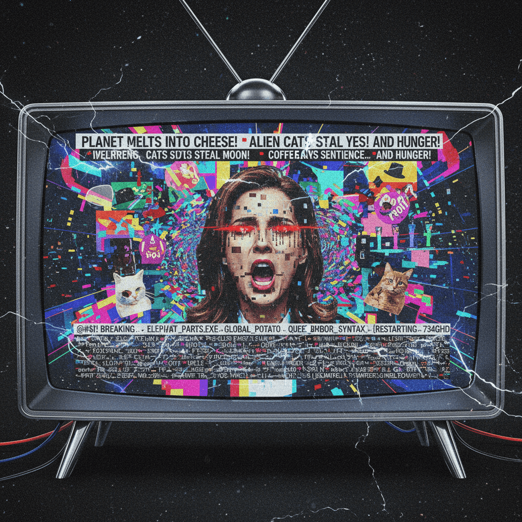 corrupted news ticker has a stroke mid-broadcast