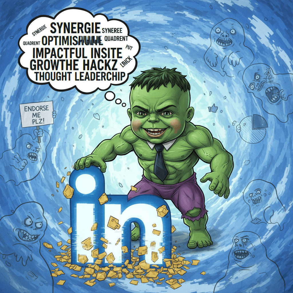 LinkedIn's fever dream had a Hulk baby and forgot how spelling works