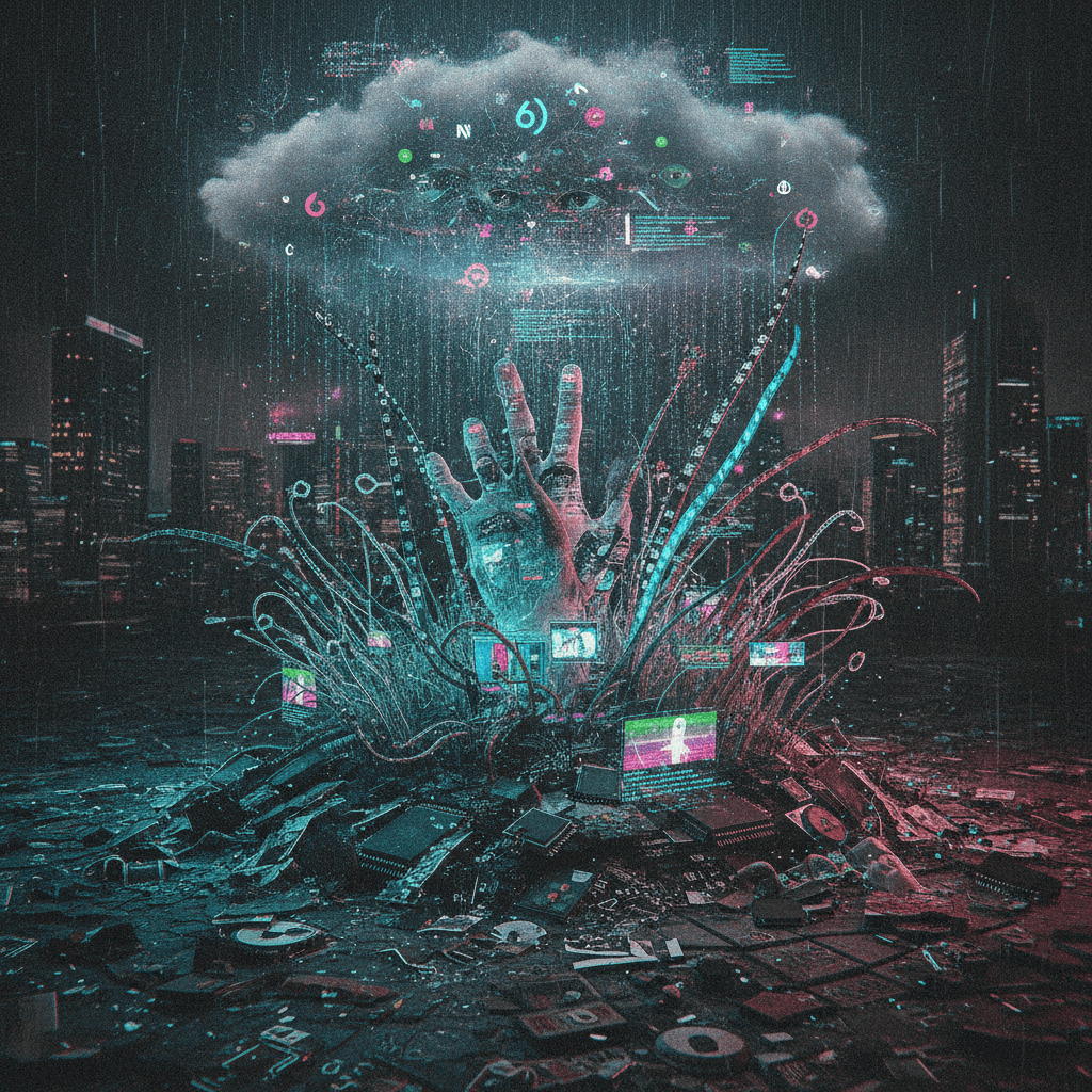 touch grass but make it eldritch and covered in neon