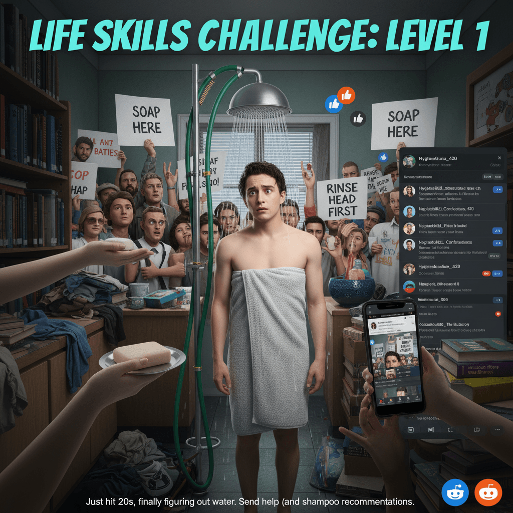 man learns to shower at 2026, crowdsources basic life skills