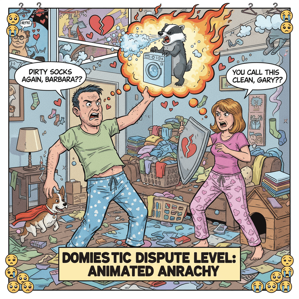 man weaponizes cartoon to settle laundry beef with spouse