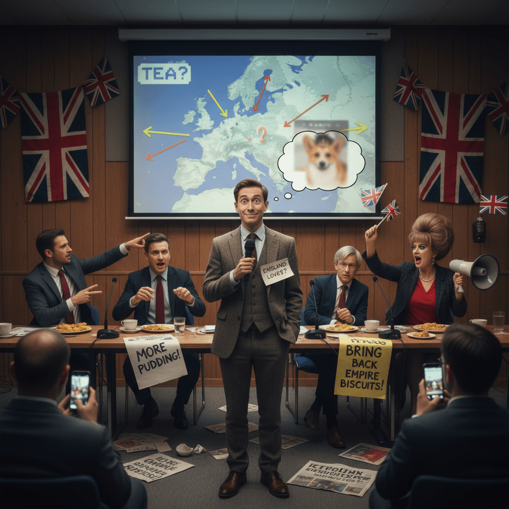 Man agrees to speak panel about loving England, knows nobody, asks no questions