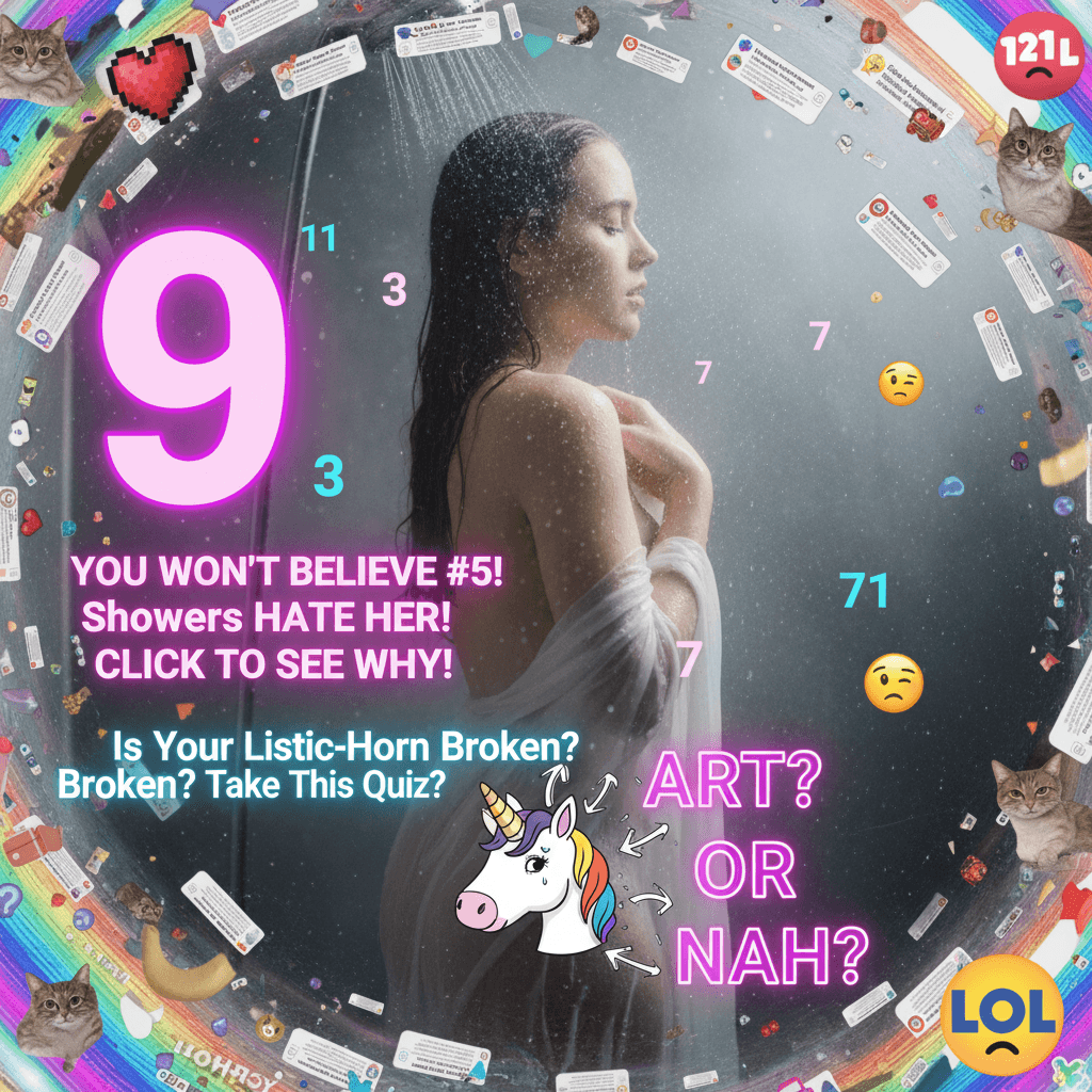 horny listicle meets artsy shower scene, peak internet confusion