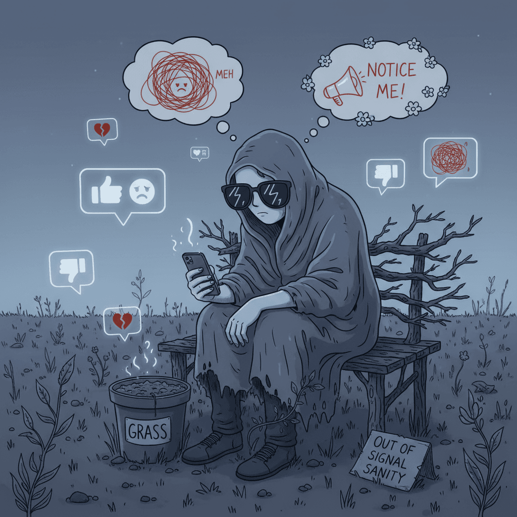 trying real hard not to care about thing while publicly caring about thing