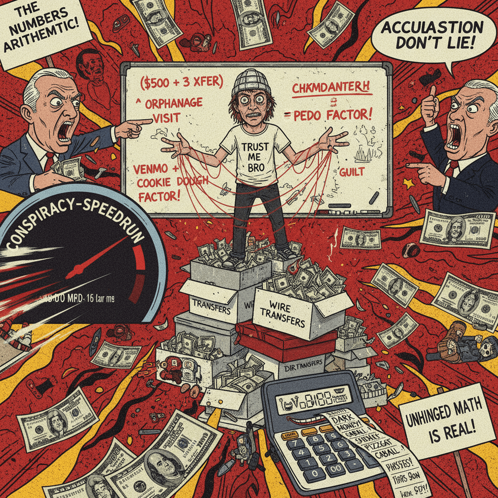 Trust me bro: wire transfers = definitive pedophile proof