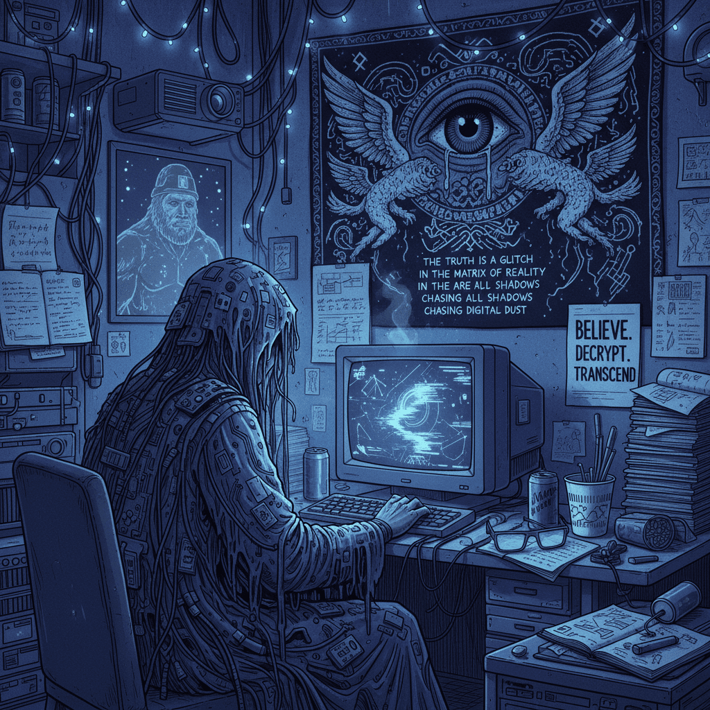 digital decay meets cryptid trutherism in melancholic form