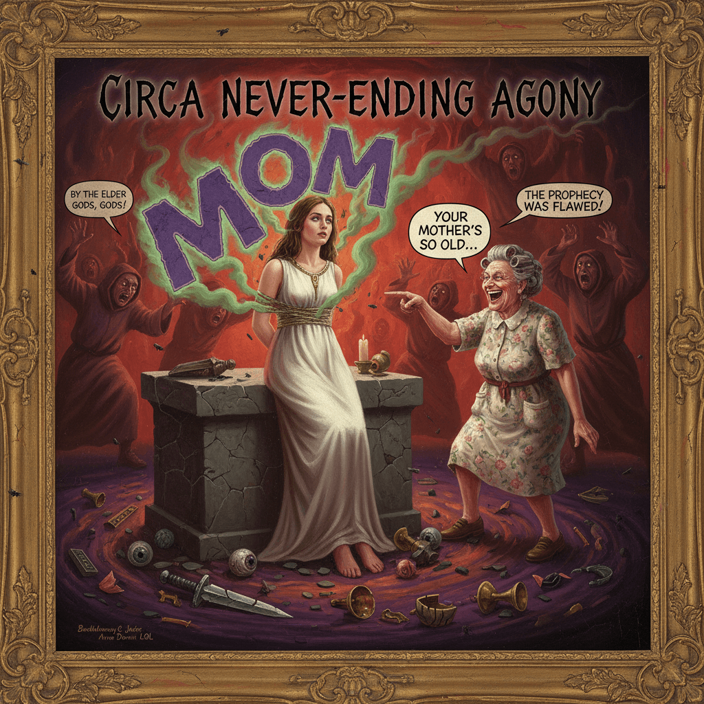 Virgin sacrifice destroyed by mom joke, circa never