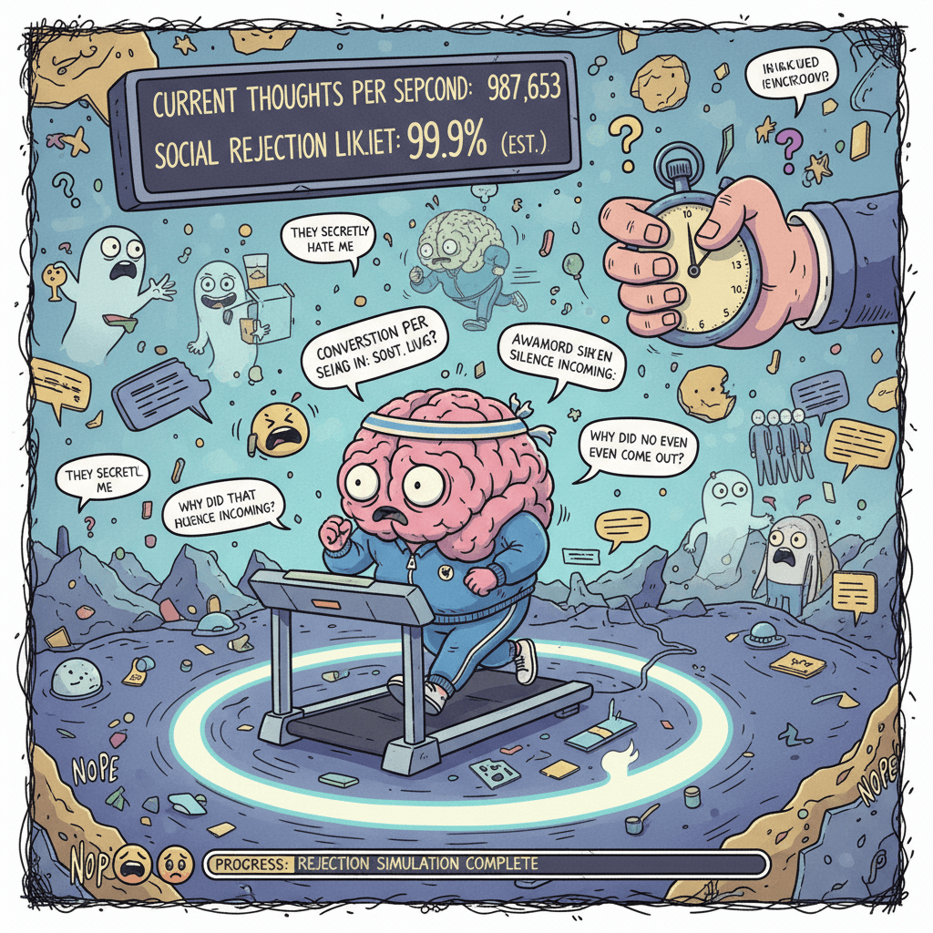 Your brain speedrunning social rejection before conversation ends