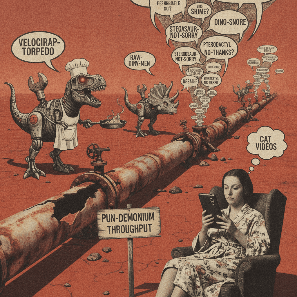 jurassically bad puns meet pipeline dystopia, mom ignores everything