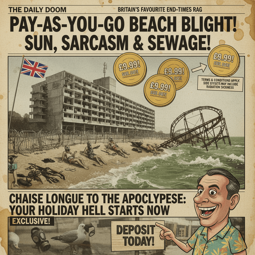 Seaside tourism meets gritty dystopia in 3 easy payments