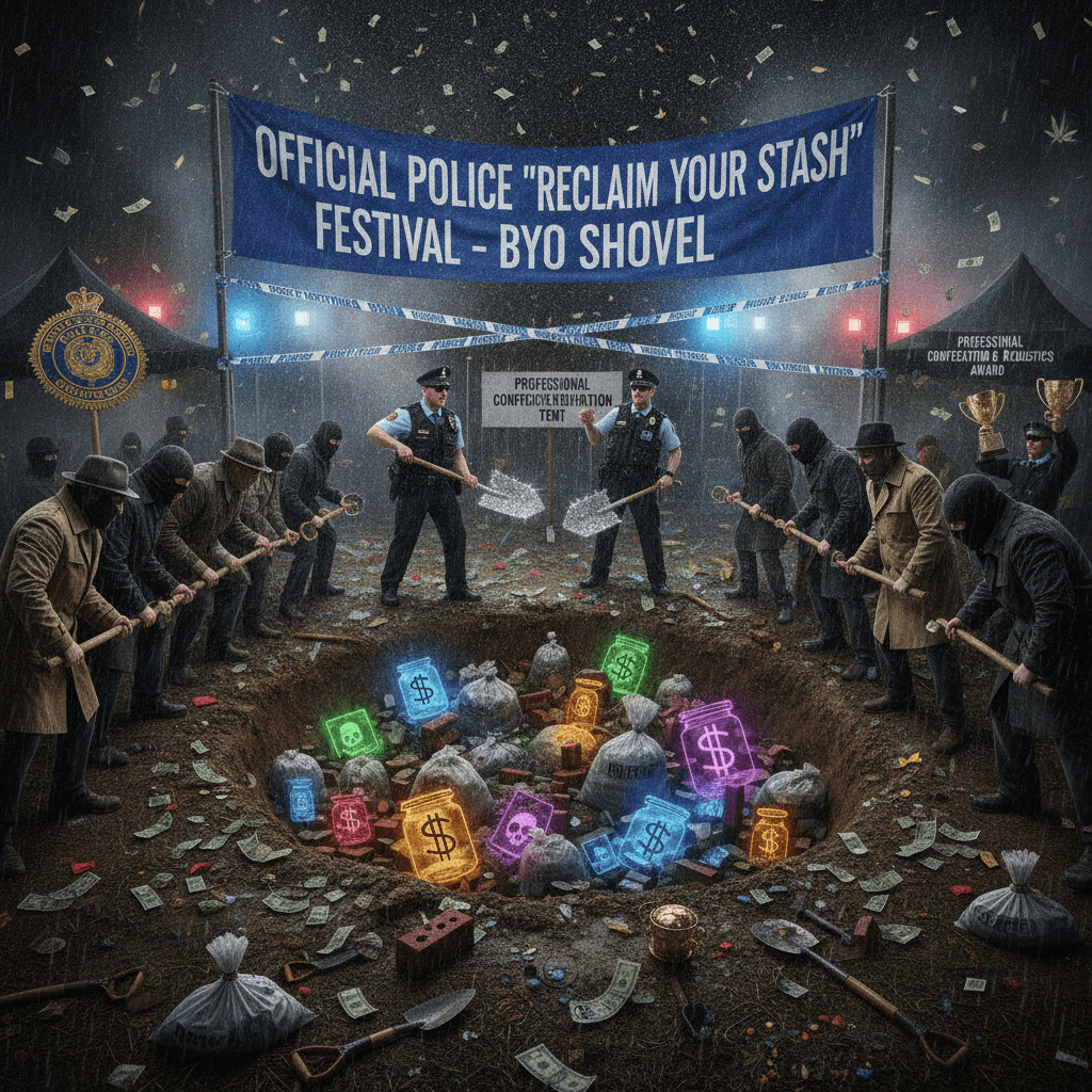 cops casually inviting drug dealers to reclaim their buried stashes, very professional