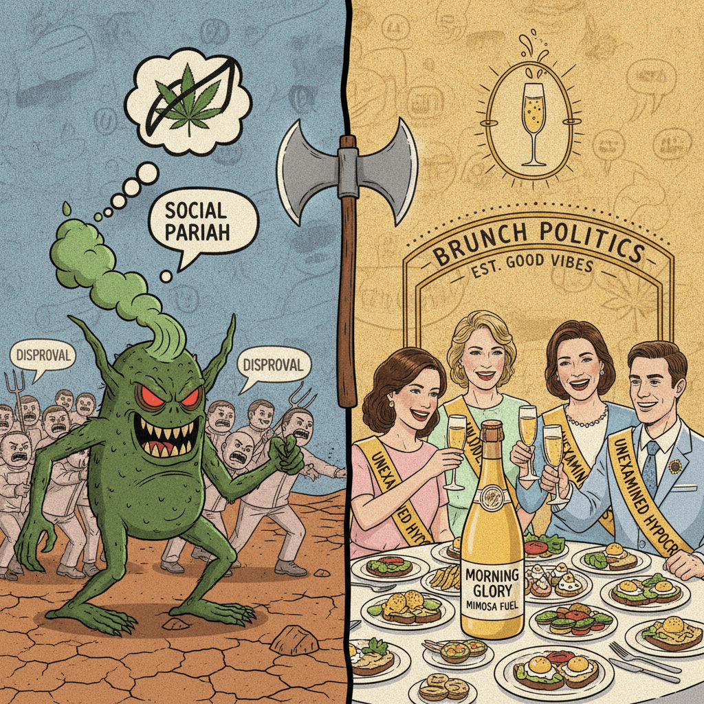Weed bad because social, alcohol good because brunches
