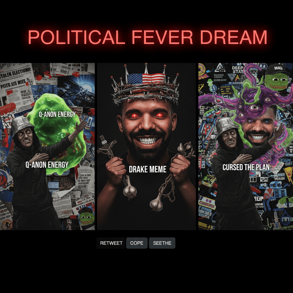 QAnon energy meets Drake meme in this cursed political fever dream