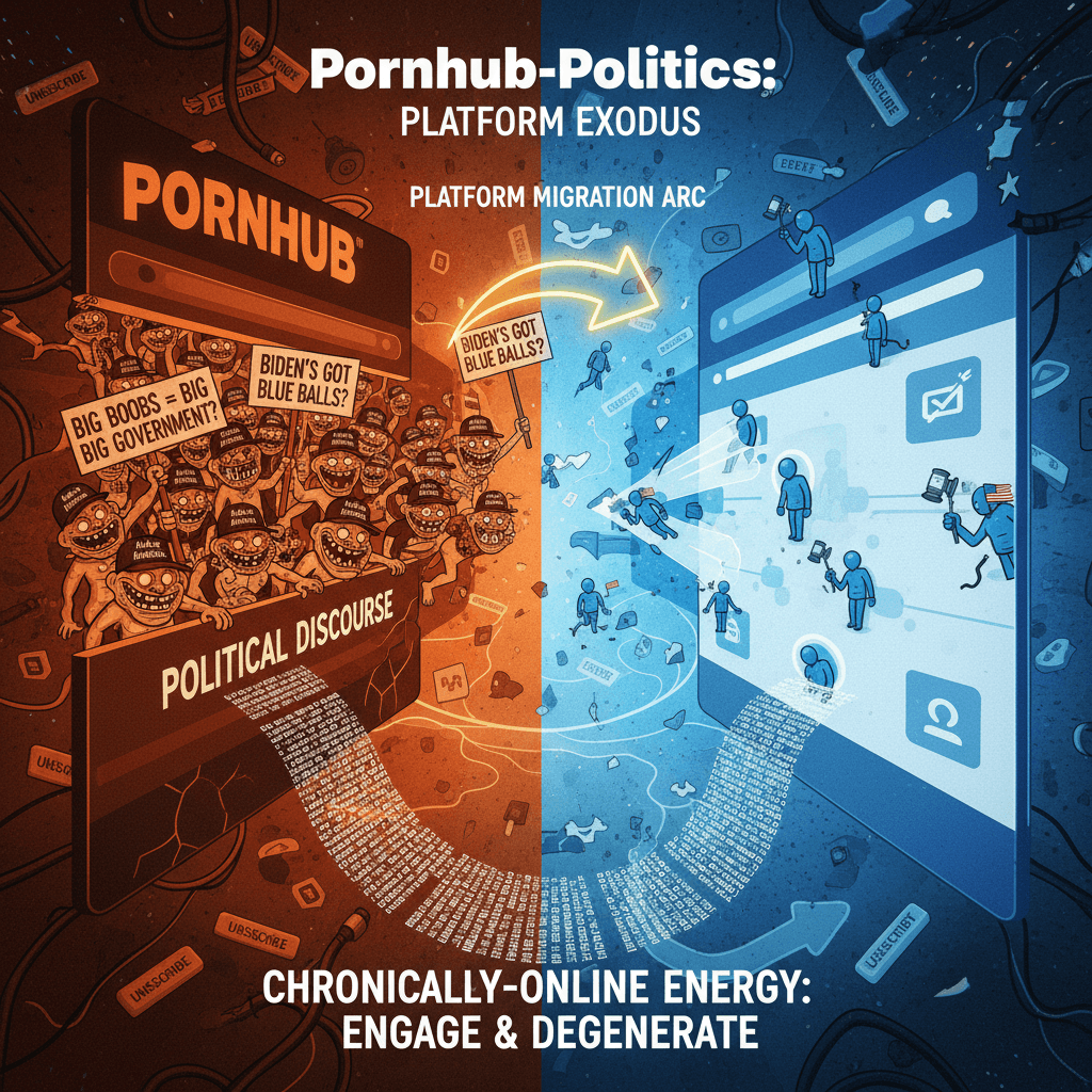 Political discourse speedruns to pornography comments section