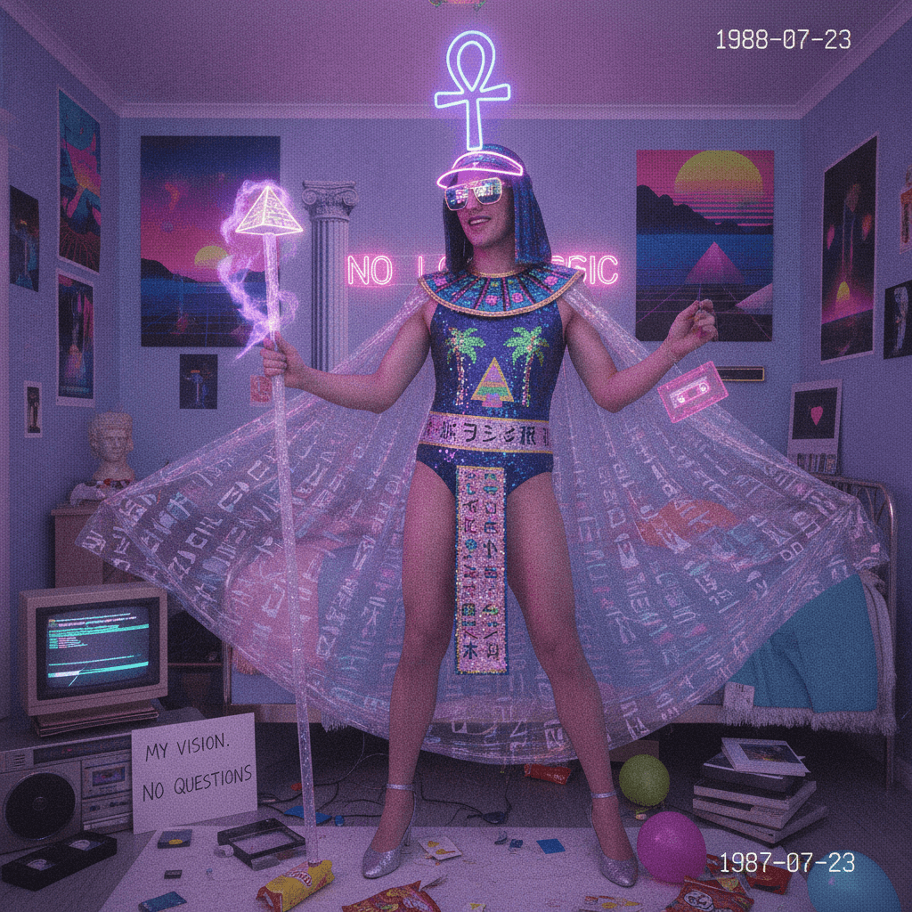 Cleopatra's confused cousin discovered vaporwave and refuses to explain