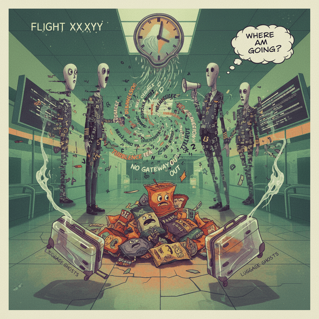 travel chaos word scramble: snacks gone, luggage ghosts, agents vanished