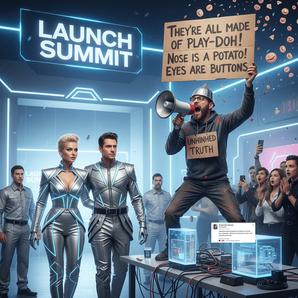 two celebrities walk into summit, random person declares them disfigured